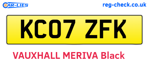 KC07ZFK are the vehicle registration plates.