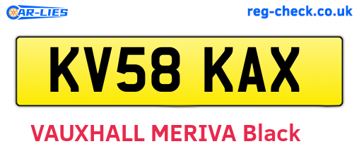 KV58KAX are the vehicle registration plates.
