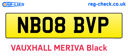 NB08BVP are the vehicle registration plates.