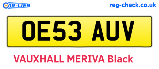 OE53AUV are the vehicle registration plates.