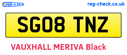 SG08TNZ are the vehicle registration plates.