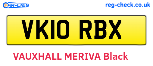 VK10RBX are the vehicle registration plates.