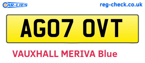 AG07OVT are the vehicle registration plates.