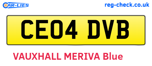 CE04DVB are the vehicle registration plates.