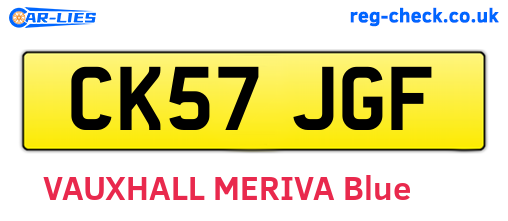 CK57JGF are the vehicle registration plates.