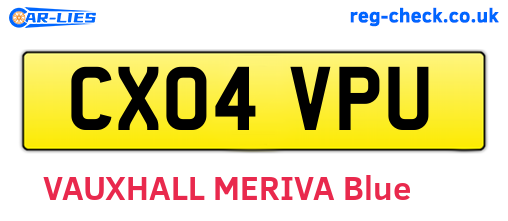 CX04VPU are the vehicle registration plates.