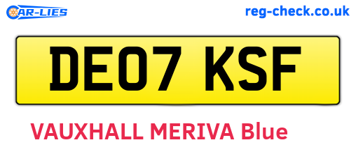 DE07KSF are the vehicle registration plates.