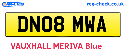 DN08MWA are the vehicle registration plates.