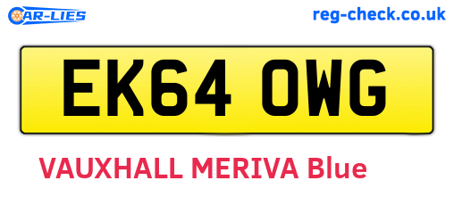 EK64OWG are the vehicle registration plates.
