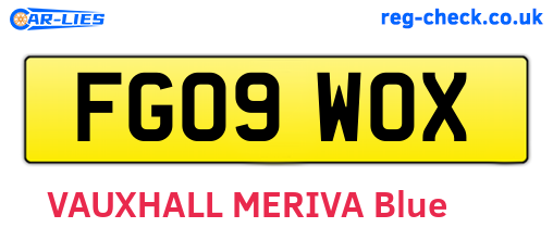FG09WOX are the vehicle registration plates.
