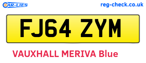 FJ64ZYM are the vehicle registration plates.