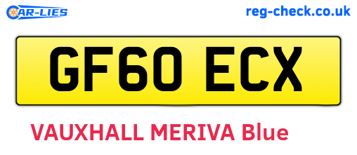 GF60ECX are the vehicle registration plates.