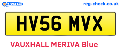 HV56MVX are the vehicle registration plates.
