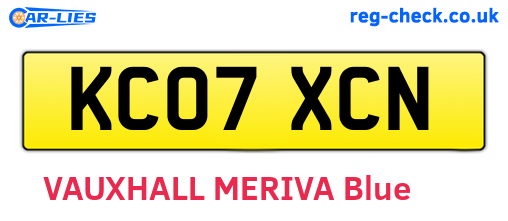 KC07XCN are the vehicle registration plates.