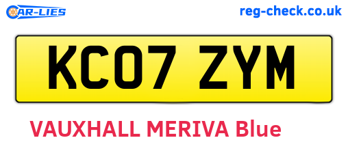 KC07ZYM are the vehicle registration plates.