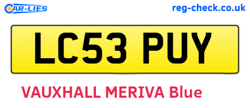 LC53PUY are the vehicle registration plates.
