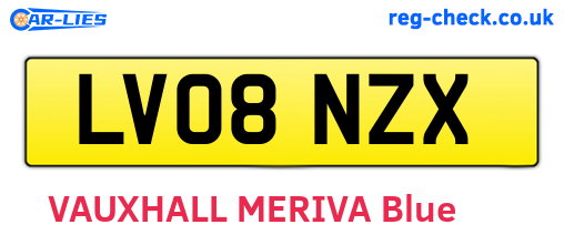 LV08NZX are the vehicle registration plates.