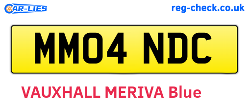 MM04NDC are the vehicle registration plates.