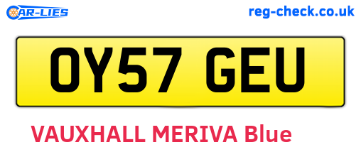 OY57GEU are the vehicle registration plates.