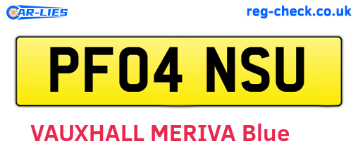 PF04NSU are the vehicle registration plates.