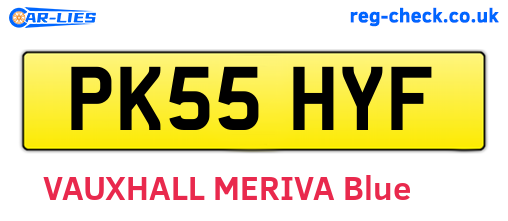PK55HYF are the vehicle registration plates.
