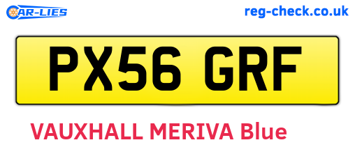 PX56GRF are the vehicle registration plates.