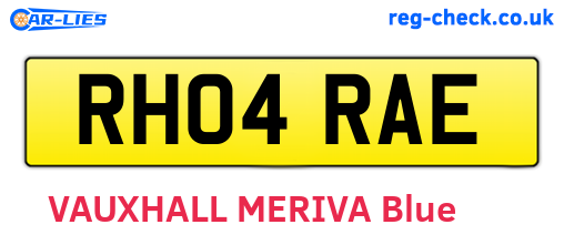 RH04RAE are the vehicle registration plates.