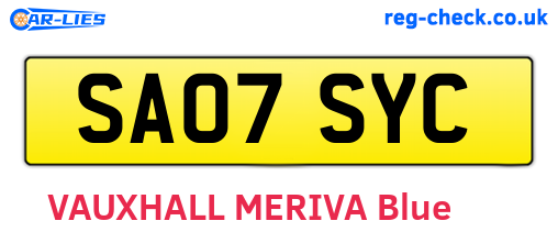 SA07SYC are the vehicle registration plates.