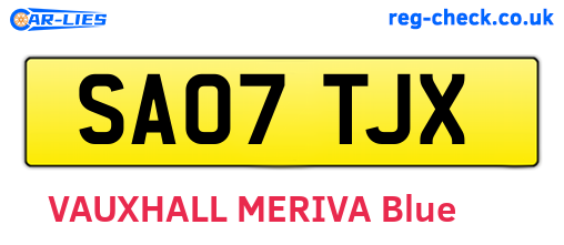 SA07TJX are the vehicle registration plates.