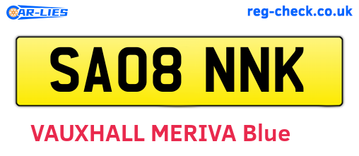 SA08NNK are the vehicle registration plates.