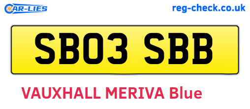 SB03SBB are the vehicle registration plates.