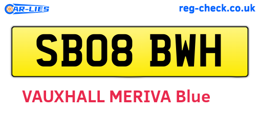 SB08BWH are the vehicle registration plates.
