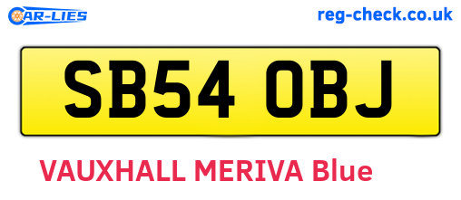 SB54OBJ are the vehicle registration plates.