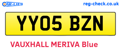 YY05BZN are the vehicle registration plates.