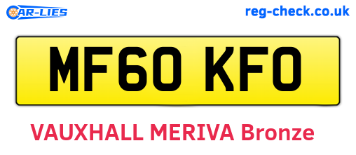MF60KFO are the vehicle registration plates.