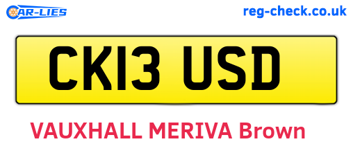 CK13USD are the vehicle registration plates.