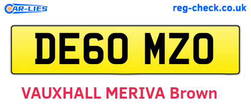 DE60MZO are the vehicle registration plates.