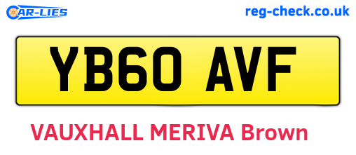 YB60AVF are the vehicle registration plates.