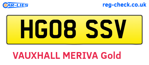 HG08SSV are the vehicle registration plates.