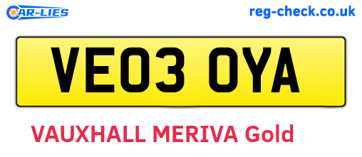 VE03OYA are the vehicle registration plates.