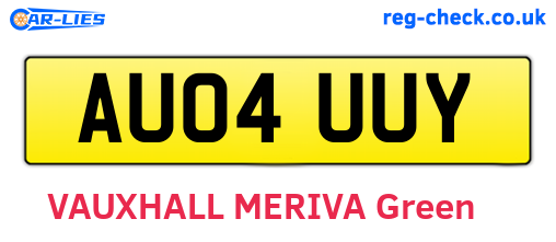 AU04UUY are the vehicle registration plates.