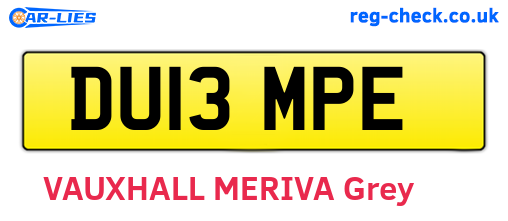 DU13MPE are the vehicle registration plates.