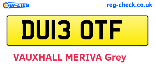 DU13OTF are the vehicle registration plates.