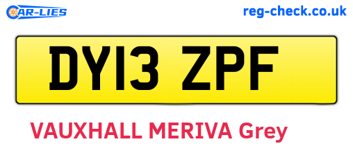 DY13ZPF are the vehicle registration plates.