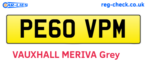 PE60VPM are the vehicle registration plates.