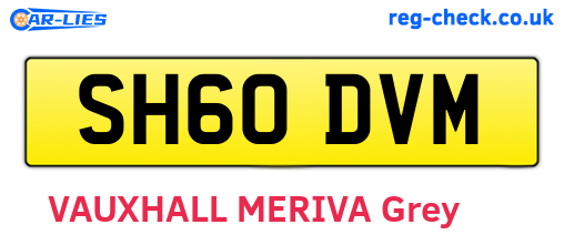 SH60DVM are the vehicle registration plates.