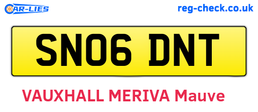 SN06DNT are the vehicle registration plates.