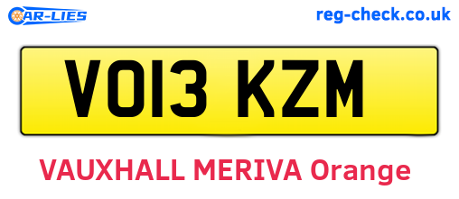 VO13KZM are the vehicle registration plates.