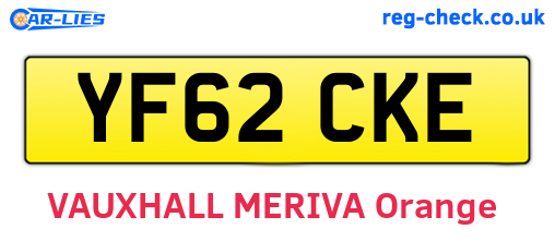 YF62CKE are the vehicle registration plates.