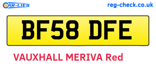 BF58DFE are the vehicle registration plates.